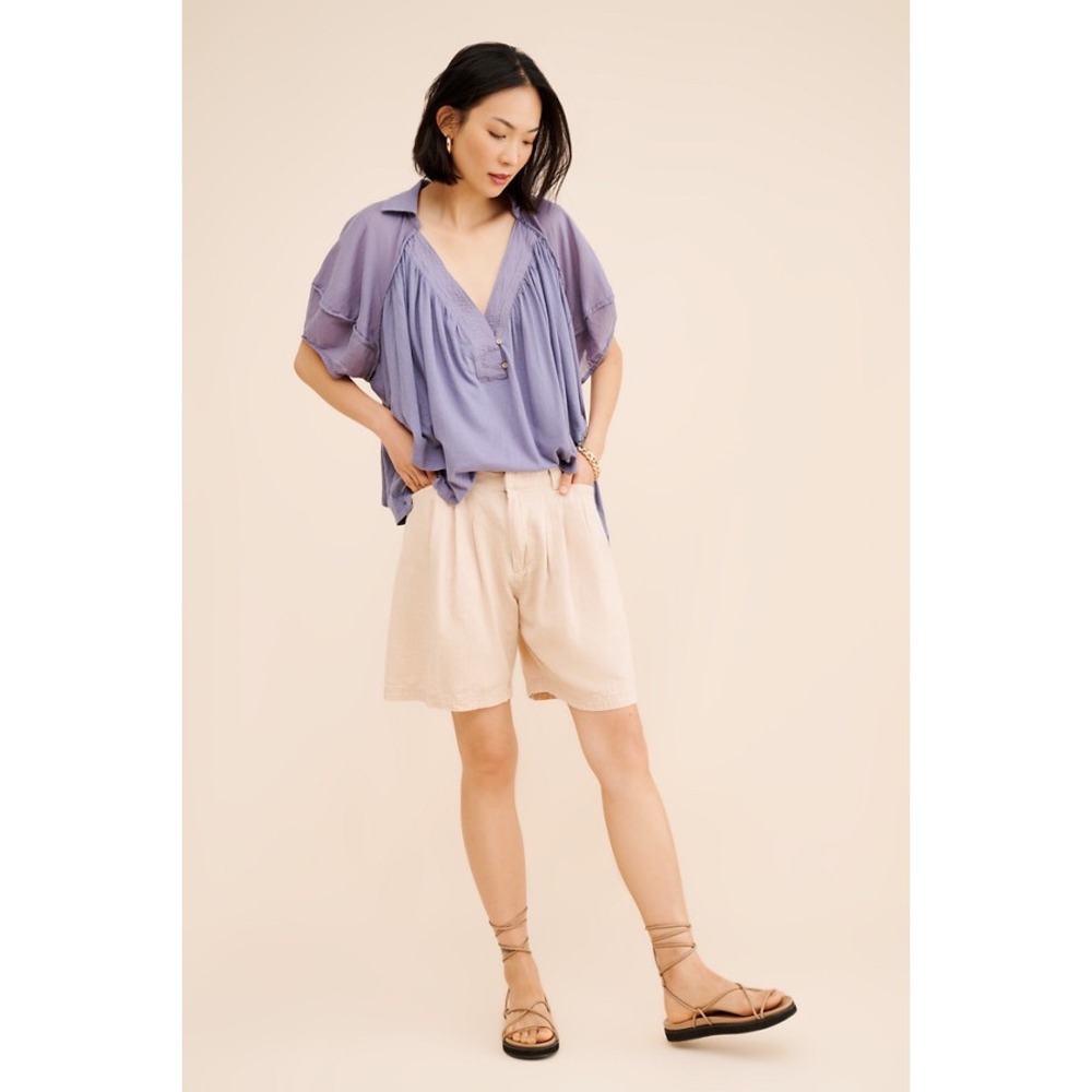 Free People We The Free The One Top Purple Henley Babydoll Tunic Medium - Picture 2 of 6